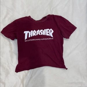 cut cropped thrasher t-shirt (marron)